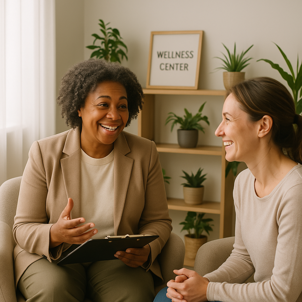Facilitador en conversación con cliente